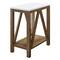 Walker Edison Faux White Marble & Natural Walnut A-Frame Side Table